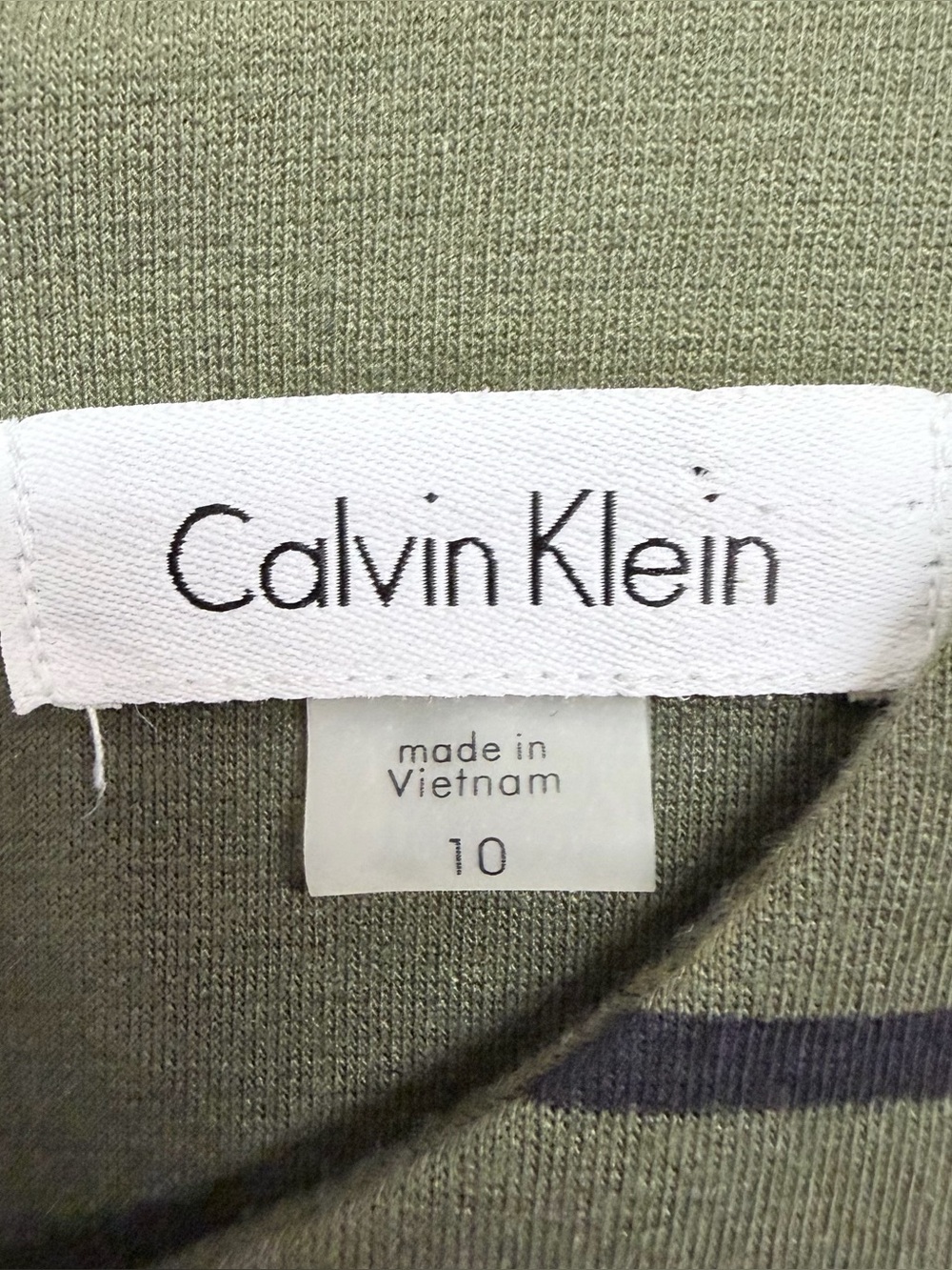 Calvin Klein Striped Sheath Dress Olive Green and Black Size 10 - Picture 4 of 10